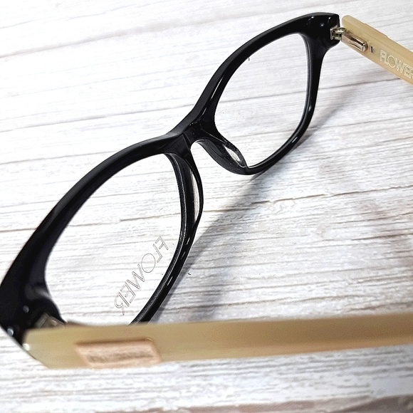 NEW Rx'able Eyeglass Frame, Cat Eye, black/tan women glasses 52 16 135 by FLOWER - Picture 4 of 5